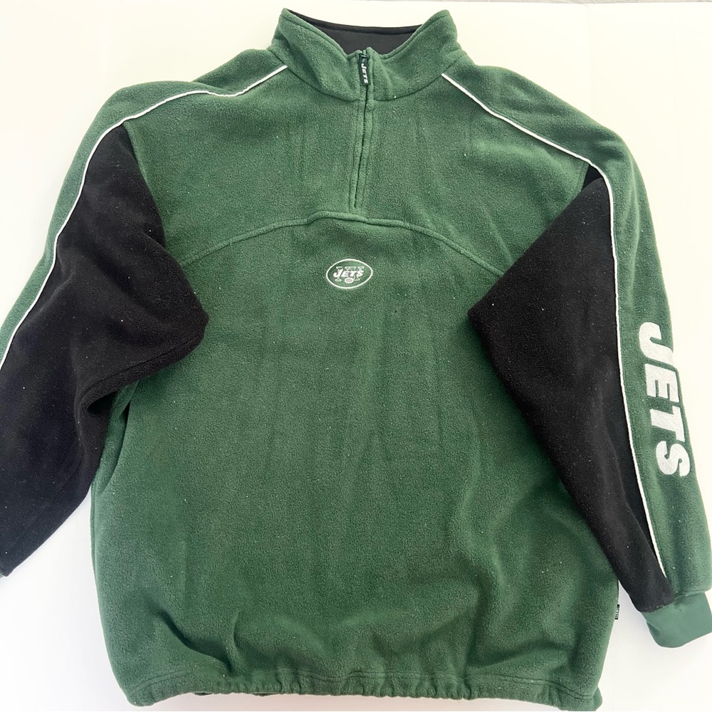 NFL New York Jets Green Fleece Quarter Zip Sweater Long Sleeve